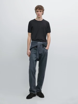 Koszulka Z Krótkim Rękawem Z Mieszanki Wełny - Granatowy - - Massimo Dutti - Mężczyzna