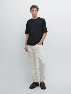 Zdjęcie produktu Dzianinowa Koszulka Z Mieszanki Wełny - Granatowy - - Massimo Dutti - Mężczyzna