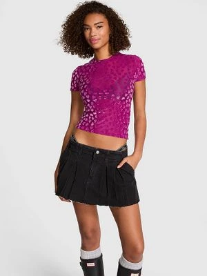 PINK Koszulka z krótkim rękawem z siateczki Base Heart Mesh Victoria's Secret