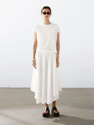 Koszulka Z Krótkim Rękawem Ze 100% Bawełny - Biały - - Massimo Dutti - Kobieta