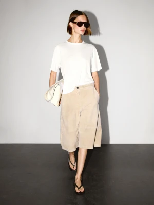 Koszulka Z Krótkim Rękawem Ze 100% Bawełny - Biały - - Massimo Dutti - Kobieta