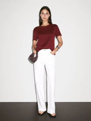 Koszulka Regular Fit Z Kołnierzykiem - Ciemnoczer - - Massimo Dutti - Kobieta