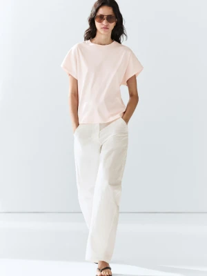 Koszulka Z Krótkim Rękawem Ze 100% Bawełny - Różowy - Massimo Dutti - Female