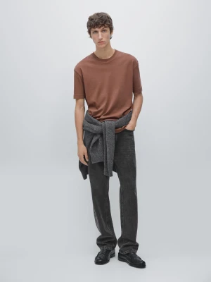 Koszulka Ze 100% Bawełny Średniej Grubości - Terakota - - Massimo Dutti - Mężczyzna