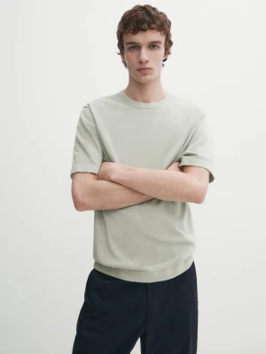 Koszulka Z Krótkim Rękawem Ze 100% Bawełny - Zielony - - Massimo Dutti - Mężczyzna