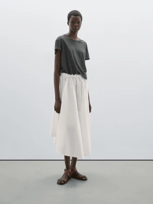 Koszulka Z Krótkim Rękawem Ze 100% Lnu - Ołowiany - - Massimo Dutti - Kobieta