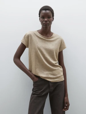 Koszulka Z Krótkim Rękawem Ze 100% Lnu - Sprany - - Massimo Dutti - Kobieta