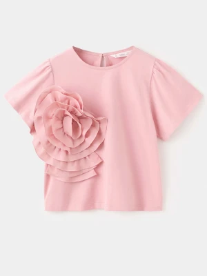 Koszulka z kwiatowym wypukłym wzorem różowy - Dzieci - lata - MANGO KIDS