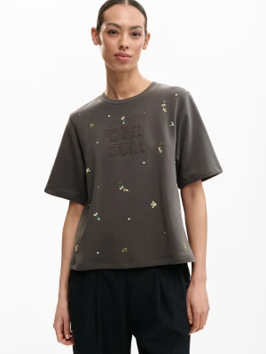 gładka koszulka z aplikacjami Desigual