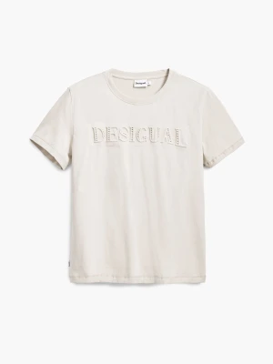 Koszulka z logo i ćwiekami Desigual biały