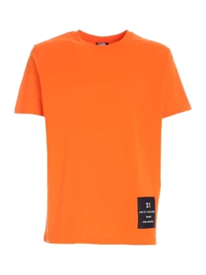 Koszulka z logo i okrągłym dekoltem w kolorze pomarańczowym Karl Lagerfeld