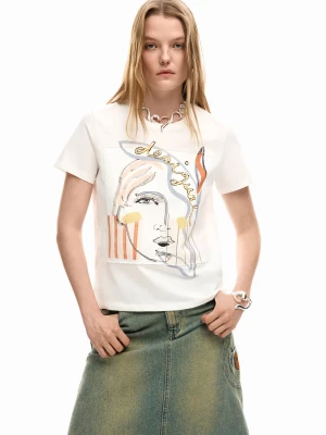 Koszulka z logo twarzy Desigual