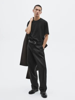 Koszulka Z Mieszanki Bawełny Z Krótkim Rękawem − Limited - Czarny - - Massimo Dutti - Mężczyzna