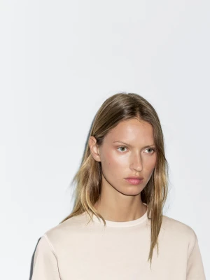 Koszulka Ze 100% Bawełny Z Krótkim Rękawem - Popielaty - - Massimo Dutti - Kobieta