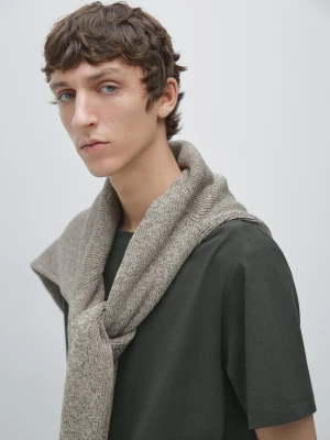 Koszulka Z Mieszanki Bawełny Z Krótkim Rękawem - Zielony - - Massimo Dutti - Mężczyzna