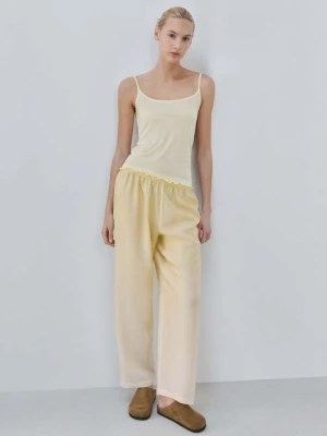 Koszulka z mikromodalu na ramiączkach pastelowy żółty - Kobieta - - MANGO