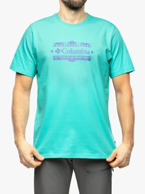 Koszulka z nadrukiem Columbia Explorers Canyon Back SS Tee - aqua/beauty