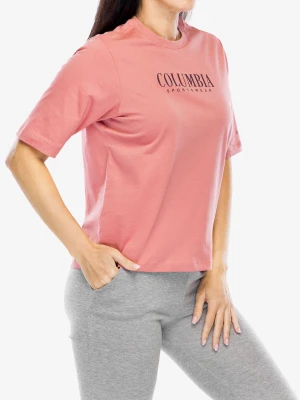 Koszulka z nadrukiem damska Columbia North Cascades Relaxed Tee - pink agave/casual brand