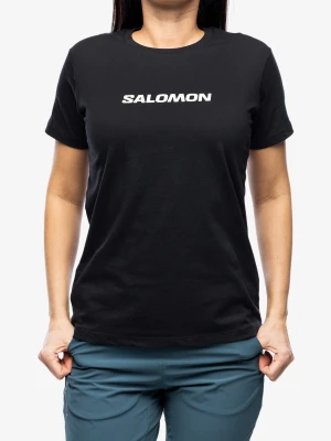 Koszulka z nadrukiem damska Salomon Logo S/S  - deep black