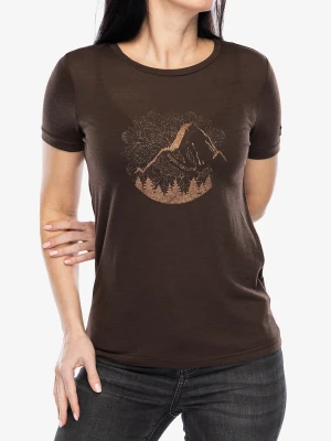 Koszulka z nadrukiem damska Super.natural Mountain Mandala Tree Tee - chocolate bean/copper