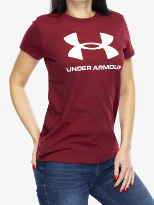 Koszulka z nadrukiem damska Under Armour Live Sportstyle Graphic SSC - cardinal/white