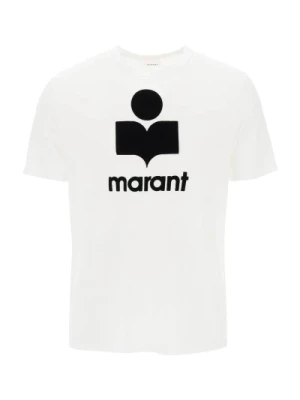 Koszulka z nadrukiem flocked logo Isabel Marant