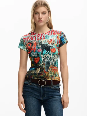 KOSZULKA Z NADRUKIEM KOTÓW Desigual