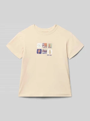 Koszulka z nadrukiem, krój regular fit BLUE SEVEN Kamienny