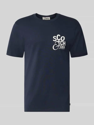 Koszulka z nadrukiem logo, krój regular fit Scotch & Soda Granatowy