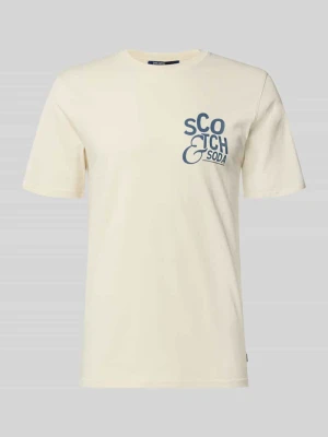 Koszulka z nadrukiem logo, krój regular fit Scotch & Soda Piaskowy