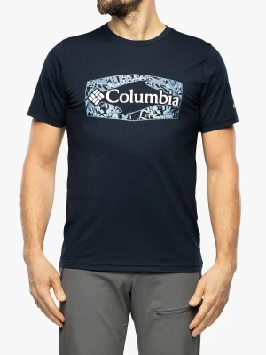 Koszulka z nadrukiem męska Columbia Sun Trek S/S Graphic Tee - navy/gr