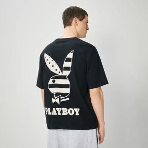 Koszulka z nadrukiem Playboy czarna House