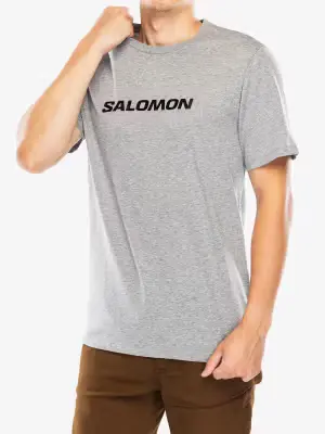 Koszulka z nadrukiem Salomon Logo Perf S/S Tee - heather