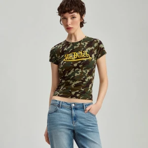 Koszulka z nadrukiem Von Dutch i motywem camo House