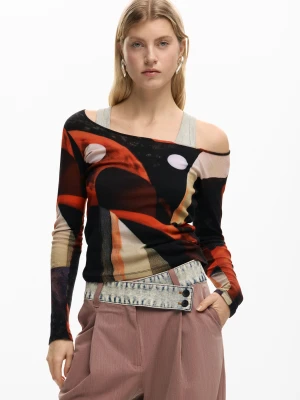 Koszulka z nadrukiem z guzikami Desigual