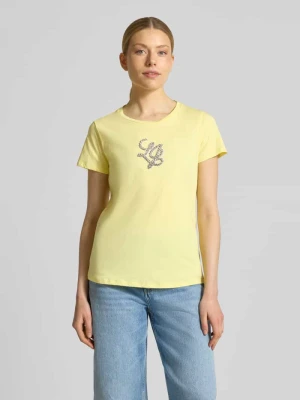 Koszulka z okrągłym dekoltem i zdobieniem z dżetów LIU JO SPORT