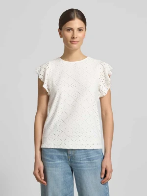 Koszulka z okrągłym dekoltem w kroju regular fit model 'TASSA' Vero Moda Biały