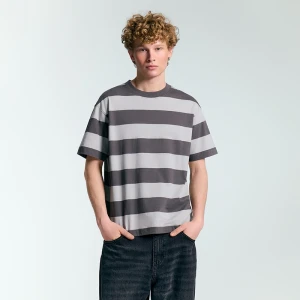 Koszulka z okrągłym dekoltem w szare paski House