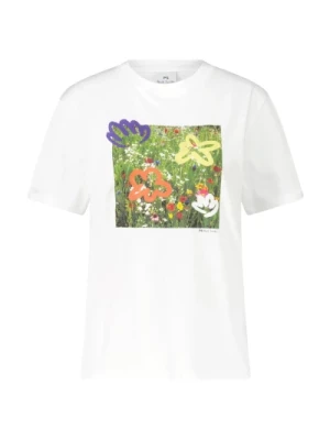 Koszulka z organicznej bawełny z kwiatowym nadrukiem PS By Paul Smith