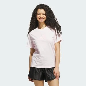 KOSZULKA Z SATYNOWĄ APLIKACJĄ, GRAFIKĄ I LOGO Adidas Distilled Pink
