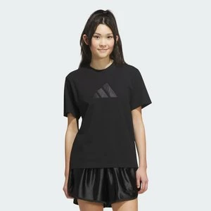 KOSZULKA Z SATYNOWĄ APLIKACJĄ, GRAFIKĄ I LOGO Adidas czarny