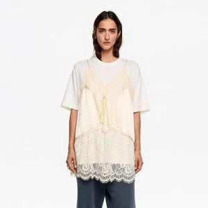 Koszulka z topem koronka kość słoniowa BIMBA Y LOLA