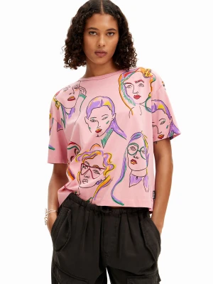 Koszulka z twarzami w stylu arty Desigual