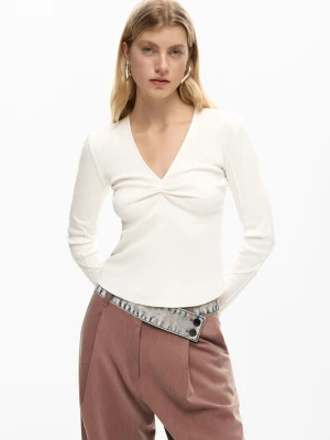 prążkowany top z węzłem Desigual