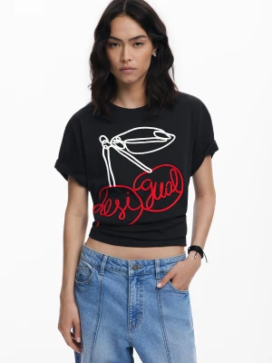 Koszulka z wypukłym wzorem wiśni Desigual