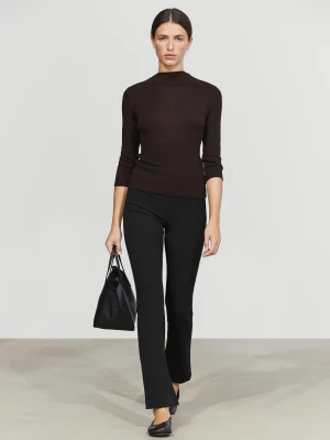 Koszulka Z Wysokim Kołnierzem I Rękawem Do Łokcia - Szarobrązowy - Massimo Dutti - Female