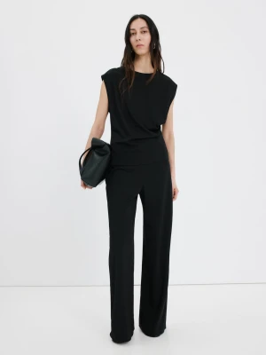 Koszulka z z marszczeniem czarny - Kobieta - - MANGO