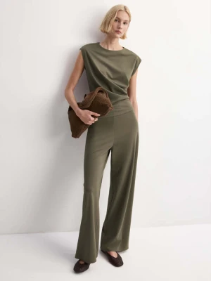 Koszulka z z marszczeniem khaki - Kobieta - - MANGO