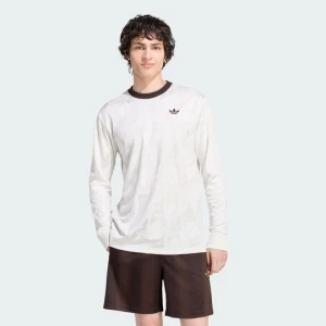 KOSZULKA Z ŻAKARDOWEGO MATERIAŁU Z DŁUGIM RĘKAWEM I NADRUKIEM TREFOIL Adidas Cloud White