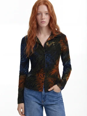 Koszulka zapinana na guziki w zwierzęcy wzór Desigual
